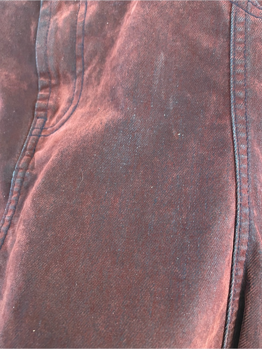 Flocked Denim Mini Skirt in Deep Burgundy - Picture 11 of 12